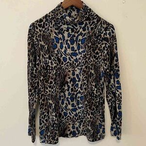 Leopard Print Turtleneck Top